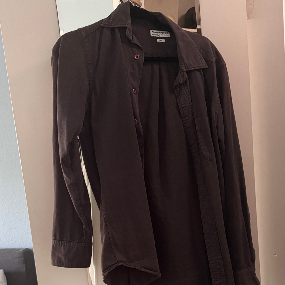 Navy Brown American Apparel Vintage Button-Up Shirt